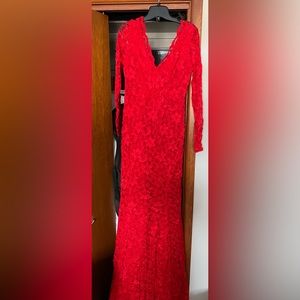 Soft Lace, fitted and stretchy.  Comfortable.